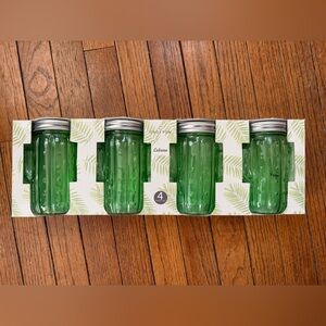Crofton Green Cactus Glass Jars Set